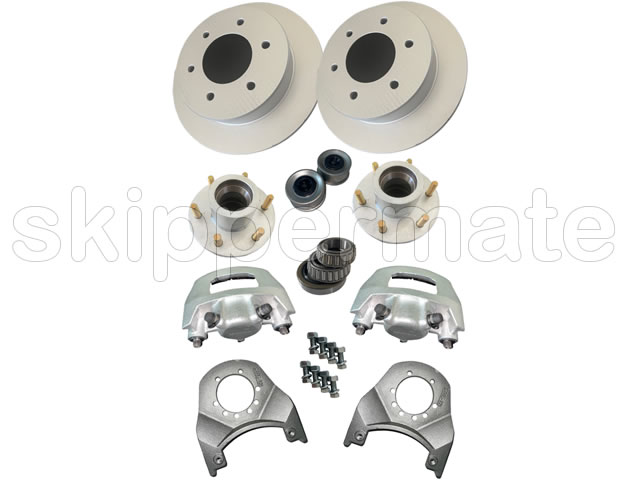 Universal Stud Slipover Brake Kit shown with all included parts.